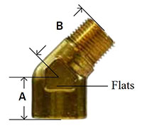 Brass 45 Degree Forged Street Elbow Diagram